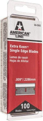 American Line - Knife Blades - .009" EXTRA KEEN 100PK SINGLE EDGE BLADE - Top Tool & Supply