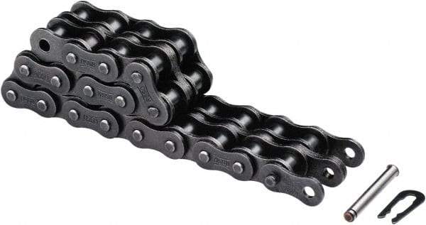 U.S. Tsubaki - 1/2" Pitch, ANSI 40, Solid Roller Chain - Chain No. 40, 3,416 Lb. Capacity, 5/16" Roller Diam, 5/16" Roller Width - Top Tool & Supply