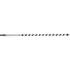 9/16″, 7/16″ Diam Hex Shank, 17″ Overall Length with 15″ Twist, Ship Auger Bit Screw Point, High Speed Steel, Bright Finish, Extendable