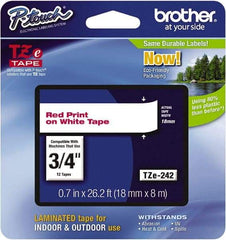 Brother - 3/4" Wide x 314.4" Long, White Plastic/Paper Tape Cassette - For Label Maker - Top Tool & Supply