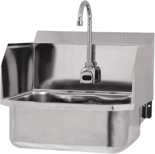 SANI-LAV - 17" Long x 14" Wide Inside, 1 Compartment, Grade 304 Stainless Steel Hands Free Hand Sink - 18 Gauge, 19" Long x 18" Wide x 21" High Outside, 7" Deep - Top Tool & Supply