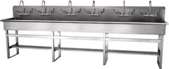 SANI-LAV - 117" Long x 16-1/2" Wide Inside, 1 Compartment, Grade 304 Stainless Steel Hand Sink-Pedestal Mount - 16 Gauge, 120" Long x 20" Wide x 45" High Outside, 8" Deep - Top Tool & Supply