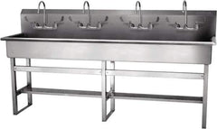 SANI-LAV - 77" Long x 16-1/2" Wide Inside, 1 Compartment, Grade 304 Stainless Steel Hand Sink-Pedestal Mount - 16 Gauge, 80" Long x 20" Wide x 45" High Outside, 8" Deep - Top Tool & Supply