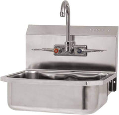 SANI-LAV - 14" Long x 11" Wide Inside, 1 Compartment, Grade 304 Stainless Steel Hand Sink-Wall Mount - 18 Gauge, 16" Long x 15-1/4" Wide x 22-3/4" High Outside, 5" Deep - Top Tool & Supply