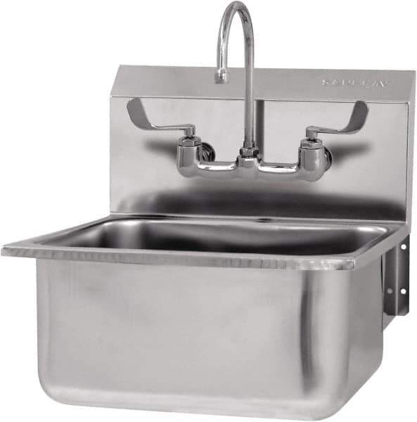 SANI-LAV - 19" Long x 16" Wide Inside, 1 Compartment, Grade 304 Stainless Steel Hand Sink-Wall Mount - 18 Gauge, 21" Long x 20" Wide x 24" High Outside, 10" Deep - Top Tool & Supply