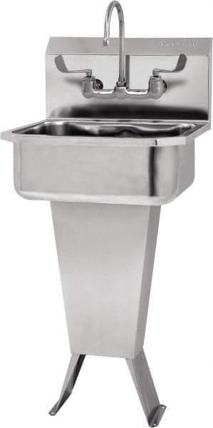 SANI-LAV - 17" Long x 14" Wide Inside, 1 Compartment, Grade 304 Stainless Steel Hand Sink-Pedestal Mount - 18 Gauge, 19" Long x 18" Wide x 46" High Outside, 7" Deep - Top Tool & Supply