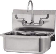 SANI-LAV - 17" Long x 14" Wide Inside, 1 Compartment, Grade 304 Stainless Steel Hand Sink-Wall Mount - 18 Gauge, 19" Long x 18" Wide x 21" High Outside, 7" Deep - Top Tool & Supply