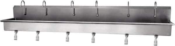 SANI-LAV - 117" Long x 16-1/2" Wide Inside, 1 Compartment, Grade 304 Stainless Steel Hands Free Hand Sink - 16 Gauge, 120" Long x 20" Wide x 18" High Outside, 8" Deep - Top Tool & Supply