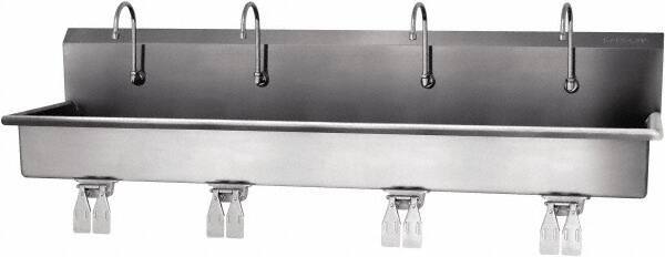 SANI-LAV - 77" Long x 16-1/2" Wide Inside, 1 Compartment, Grade 304 Stainless Steel Hands Free Hand Sink - 16 Gauge, 80" Long x 20" Wide x 18" High Outside, 8" Deep - Top Tool & Supply