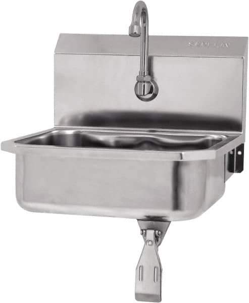 SANI-LAV - 14" Long x 11" Wide Inside, 1 Compartment, Grade 304 Stainless Steel Hands Free Hand Sink - 18 Gauge, 16" Long x 15-1/4" Wide x 16" High Outside, 5" Deep - Top Tool & Supply