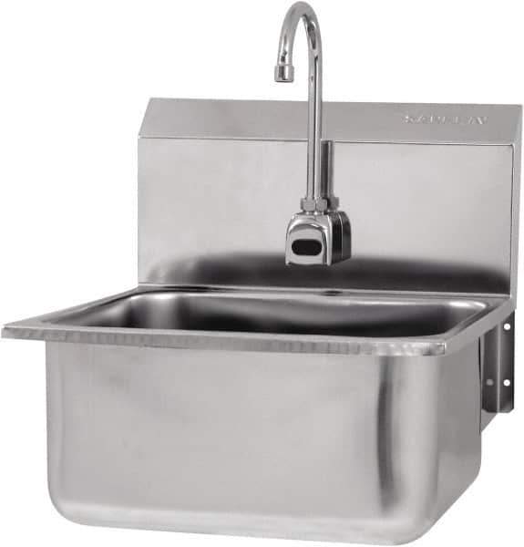 SANI-LAV - 19" Long x 16" Wide Inside, 1 Compartment, Grade 304 Stainless Steel Hands Free Hand Sink - 18 Gauge, 21" Long x 20" Wide x 24" High Outside, 10" Deep - Top Tool & Supply