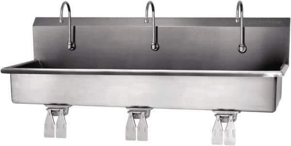 SANI-LAV - 57" Long x 16-1/2" Wide Inside, 1 Compartment, Grade 304 Stainless Steel Hands Free Hand Sink - 16 Gauge, 60" Long x 20" Wide x 18" High Outside, 8" Deep - Top Tool & Supply