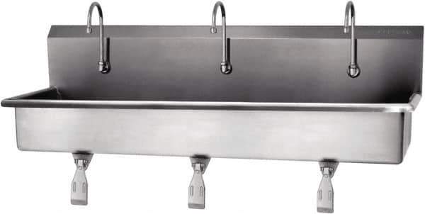 SANI-LAV - 57" Long x 16-1/2" Wide Inside, 1 Compartment, Grade 304 Stainless Steel Hands Free Hand Sink - 16 Gauge, 60" Long x 20" Wide x 18" High Outside, 8" Deep - Top Tool & Supply