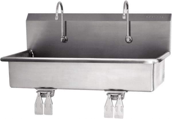 SANI-LAV - 37" Long x 16-1/2" Wide Inside, 1 Compartment, Grade 304 Stainless Steel Hands Free Hand Sink - 16 Gauge, 40" Long x 20" Wide x 18" High Outside, 8" Deep - Top Tool & Supply