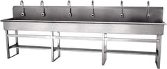 SANI-LAV - 117" Long x 16-1/2" Wide Inside, 1 Compartment, Grade 304 Stainless Steel Hands Free Hand Sink - 16 Gauge, 120" Long x 20" Wide x 45" High Outside, 8" Deep - Top Tool & Supply