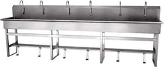 SANI-LAV - 117" Long x 16-1/2" Wide Inside, 1 Compartment, Grade 304 Stainless Steel Hands Free Hand Sink - 16 Gauge, 120" Long x 20" Wide x 45" High Outside, 8" Deep - Top Tool & Supply