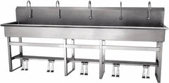 SANI-LAV - 97" Long x 16-1/2" Wide Inside, 1 Compartment, Grade 304 Stainless Steel Hands Free Hand Sink - 16 Gauge, 100" Long x 20" Wide x 45" High Outside, 8" Deep - Top Tool & Supply