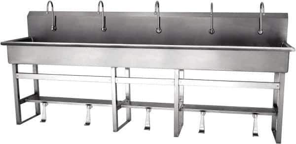 SANI-LAV - 97" Long x 16-1/2" Wide Inside, 1 Compartment, Grade 304 Stainless Steel Hands Free Hand Sink - 16 Gauge, 100" Long x 20" Wide x 45" High Outside, 8" Deep - Top Tool & Supply