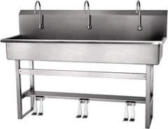 SANI-LAV - 57" Long x 16-1/2" Wide Inside, 1 Compartment, Grade 304 Stainless Steel Hands Free Hand Sink - 16 Gauge, 60" Long x 20" Wide x 45" High Outside, 8" Deep - Top Tool & Supply