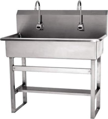 SANI-LAV - 57" Long x 16-1/2" Wide Inside, 1 Compartment, Grade 304 Stainless Steel Hands Free Hand Sink - 16 Gauge, 40" Long x 20" Wide x 45" High Outside, 8" Deep - Top Tool & Supply