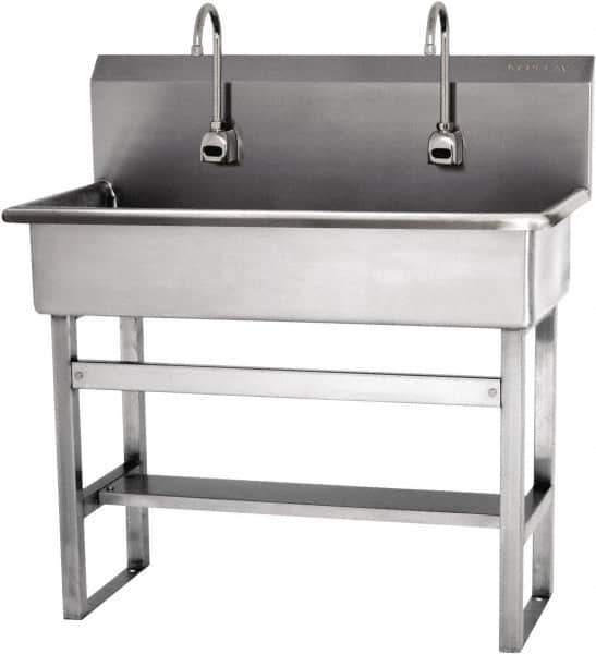 SANI-LAV - 37" Long x 16-1/2" Wide Inside, 1 Compartment, Grade 304 Stainless Steel Hands Free Hand Sink - 16 Gauge, 40" Long x 20" Wide x 45" High Outside, 8" Deep - Top Tool & Supply