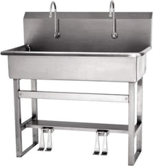 SANI-LAV - 37" Long x 16-1/2" Wide Inside, 1 Compartment, Grade 304 Stainless Steel Hands Free Hand Sink - 16 Gauge, 40" Long x 20" Wide x 45" High Outside, 8" Deep - Top Tool & Supply