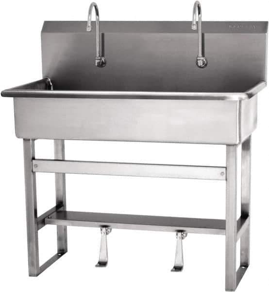 SANI-LAV - 37" Long x 16-1/2" Wide Inside, 1 Compartment, Grade 304 Stainless Steel Hands Free Hand Sink - 16 Gauge, 40" Long x 20" Wide x 45" High Outside, 8" Deep - Top Tool & Supply