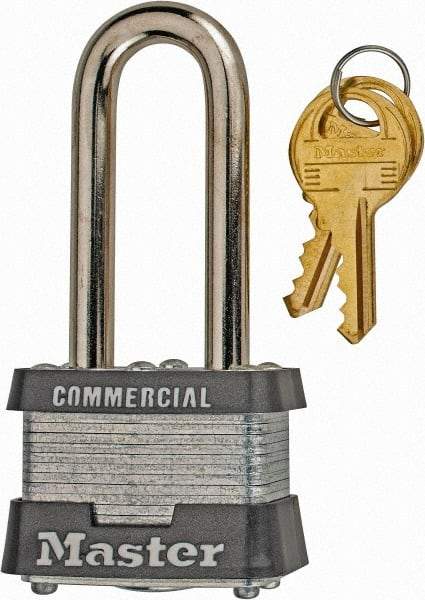 Master Lock - 2" Shackle Clearance, Keyed Alike Laminated Steel Padlock - 9/32" Shackle Diam, Laminated Steel - Top Tool & Supply