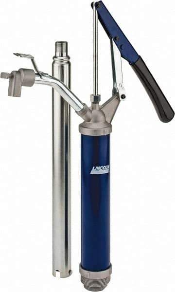 Lincoln - 4.5 Strokes per Gal, 3/4" Outlet, 2 GPM, Brass Hand Operated Barrel Lift Pump - 14 oz per Stroke, 17" OAL, For 15 to 55 Gal Drums, For Paint Thinners & Petrolem Based Media - Top Tool & Supply