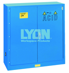 Acid Storage Cabinet - #5541 - 43 x 18 x 44" - 30 Gallon - w/one shelf, two poly trays, bi-fold self-closing door - Blue Only - Top Tool & Supply