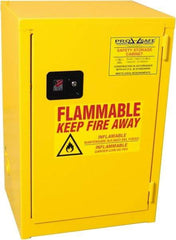 PRO-SAFE - 1 Door, 1 Shelf, Yellow Steel Space Saver Safety Cabinet for Flammable and Combustible Liquids - 35" High x 23" Wide x 18" Deep, Self Closing Door, 3 Point Key Lock, 12 Gal Capacity - Top Tool & Supply