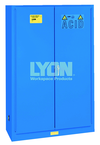 Acid Storage Cabinet - #5544 - 43 x 18 x 65" - 45 Gallon - w/2 shelves, three poly trays, 2-door manual close - Blue Only - Top Tool & Supply