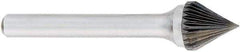 OSG - 1/4" Cut Diam, 1/4" Shank Diam, Cone Head Fluted Cut Burr - Carbide, Point End, 2" OAL - Top Tool & Supply