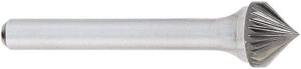 OSG - 1/4" Cut Diam, 1/4" Shank Diam, Cone Head Fluted Cut Burr - Carbide, Point End, 2" OAL - Top Tool & Supply