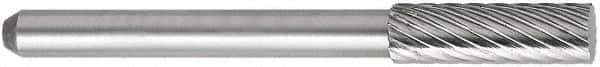 OSG - 5/32" Cut Diam, 1/8" Shank Diam, Cylinder Head Fluted Cut Burr - Carbide, Flat End, 1/2" LOC, 1-1/2" OAL - Top Tool & Supply