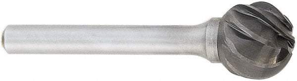 OSG - 1/4" Cut Diam, 1/4" Shank Diam, Ball Head Fluted Cut Burr - Carbide, 1/4" LOC, 2" OAL - Top Tool & Supply