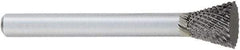 OSG - 1/2" Cut Diam, 1/4" Shank Diam, Inverted Cone Head Burr - Carbide, Flat End, 1/2" LOC, 2" OAL - Top Tool & Supply