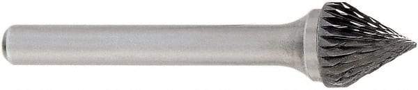 OSG - 5/8" Cut Diam, 1/4" Shank Diam, Cone Head Burr - Carbide, Point End, 2" OAL - Top Tool & Supply