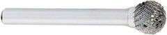 OSG - 3/8" Cut Diam, 1/4" Shank Diam, Ball Head Burr - Carbide, Radius End, 3/8" LOC, 2" OAL - Top Tool & Supply