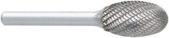 OSG - 3/8" Cut Diam, 1/4" Shank Diam, Oval Head Burr - Carbide, Radius End, 5/8" LOC, 2" OAL - Top Tool & Supply