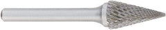 OSG - 1/2" Cut Diam, 1/4" Shank Diam, Cone Head Burr - Carbide, Point End, 7/8" LOC, 2" OAL - Top Tool & Supply