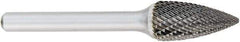 OSG - 3/8" Cut Diam, 1/4" Shank Diam, Tree Head Burr - Carbide, Point End, 3/4" LOC, 2" OAL - Top Tool & Supply