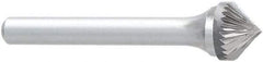 OSG - 5/8" Cut Diam, 1/4" Shank Diam, Cone Head Burr - Carbide, Point End, 2" OAL - Top Tool & Supply