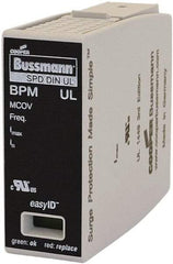 Cooper Bussmann - 1 Pole, 1 Phase, 20 kA Nominal Current, 90mm Long x 18mm Wide x 65mm Deep, Thermoplastic Hardwired Surge Protector - DIN Rail Mount, 125 kA Short Circuit Current, 347 VAC, 600 VAC Operating Voltage, 40 kA Surge Protection - Top Tool & Supply