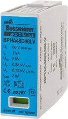 Cooper Bussmann - 2 Pole, 1 Phase, 1 kA Nominal Current, 90mm Long x 18mm Wide x 66mm Deep, Thermoplastic Hardwired Surge Protector - DIN Rail Mount, 48 VAC/VDC, 60 VAC/VDC Operating Voltage, 60 kA Surge Protection - Top Tool & Supply