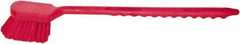 PRO-SOURCE - 1-3/4" Bristle Length, Plastic Utility Scrub Brush - 4-1/2" Long x 3-3/4" Wide Head, 20" OAL, Long Handle, Red, Foam Block - Top Tool & Supply