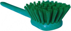 PRO-SOURCE - 1-3/4" Bristle Length, Plastic Utility Scrub Brush - 4-1/2" Long x 3-3/4" Wide Head, 20" OAL, Long Handle, Green, Foam Block - Top Tool & Supply