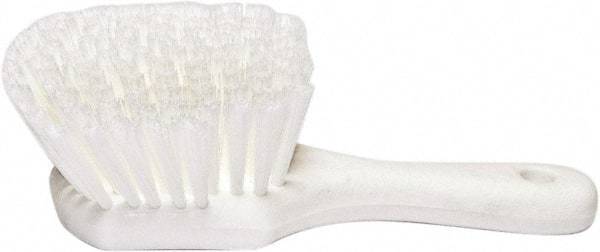 PRO-SOURCE - 1-3/4" Bristle Length, Plastic Utility Scrub Brush - 4-1/2" Long x 3-3/4" Wide Head, 8-1/2" OAL, Short Handle, White, Foam Block - Top Tool & Supply