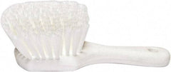 PRO-SOURCE - 1-3/4" Bristle Length, Plastic Utility Scrub Brush - 4-1/2" Long x 3-3/4" Wide Head, 8-1/2" OAL, Short Handle, White, Foam Block - Top Tool & Supply