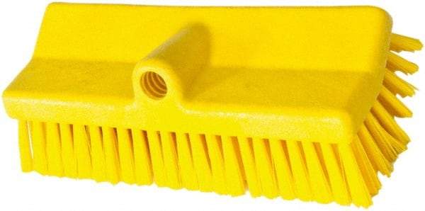 PRO-SOURCE - 1-3/4" Bristle Length, Polypropylene Food Service Brush - 10" Long x 5" Wide Head, 20" OAL, Long Handle, Yellow, Foam Block - Top Tool & Supply